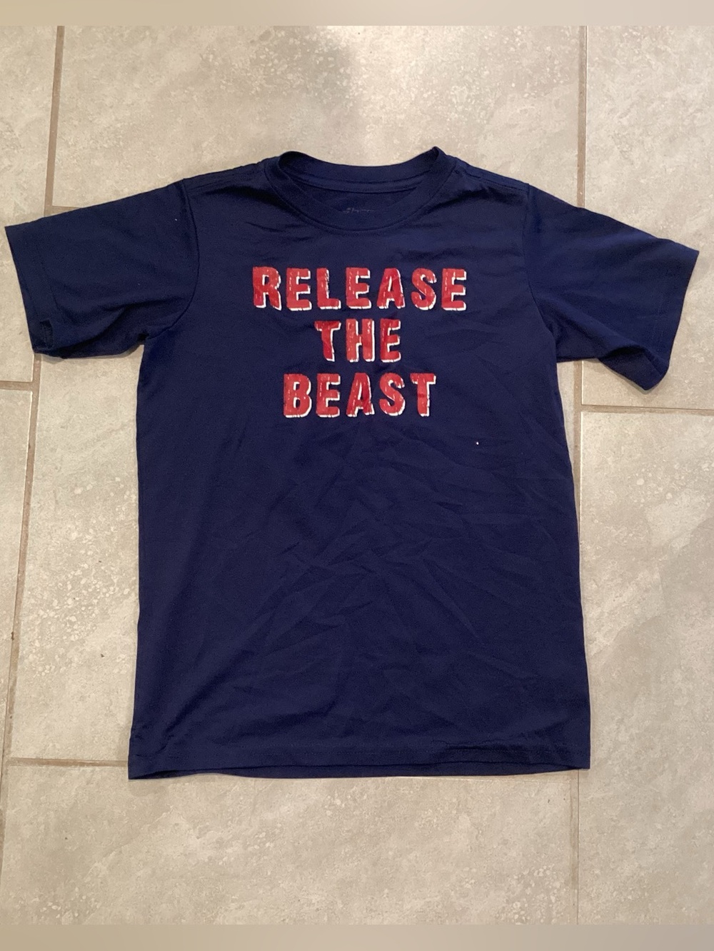 bcg Navy Short Sleeve Tee with Red 'Release The Beast' Graphic